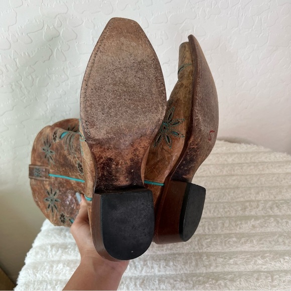 Shyanne Turquoise Brown Floral Inlay Boots - Picture 7 of 8
